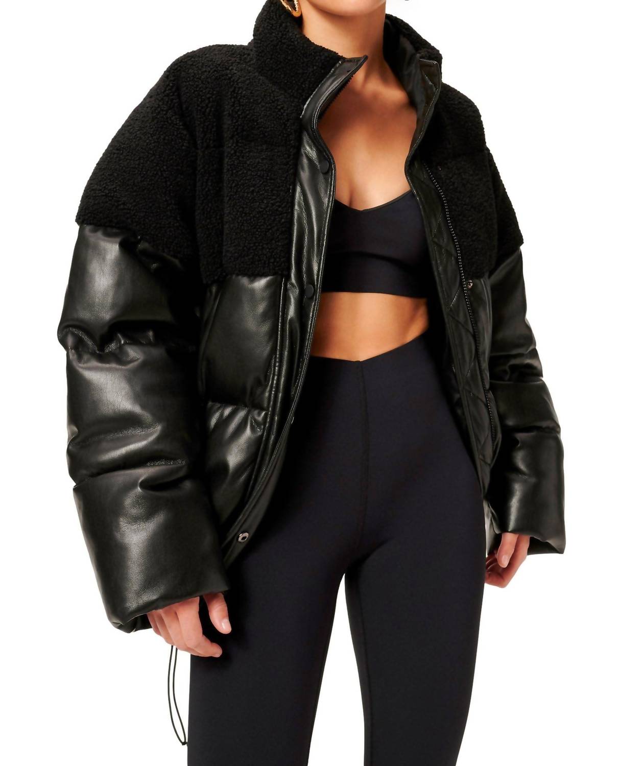Good American - Sherpa Mix Cocoon Puffer Jacket