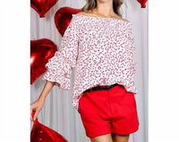 Vine & Love - Smocked Off-shoulder Ruffle Sleeve Blouse