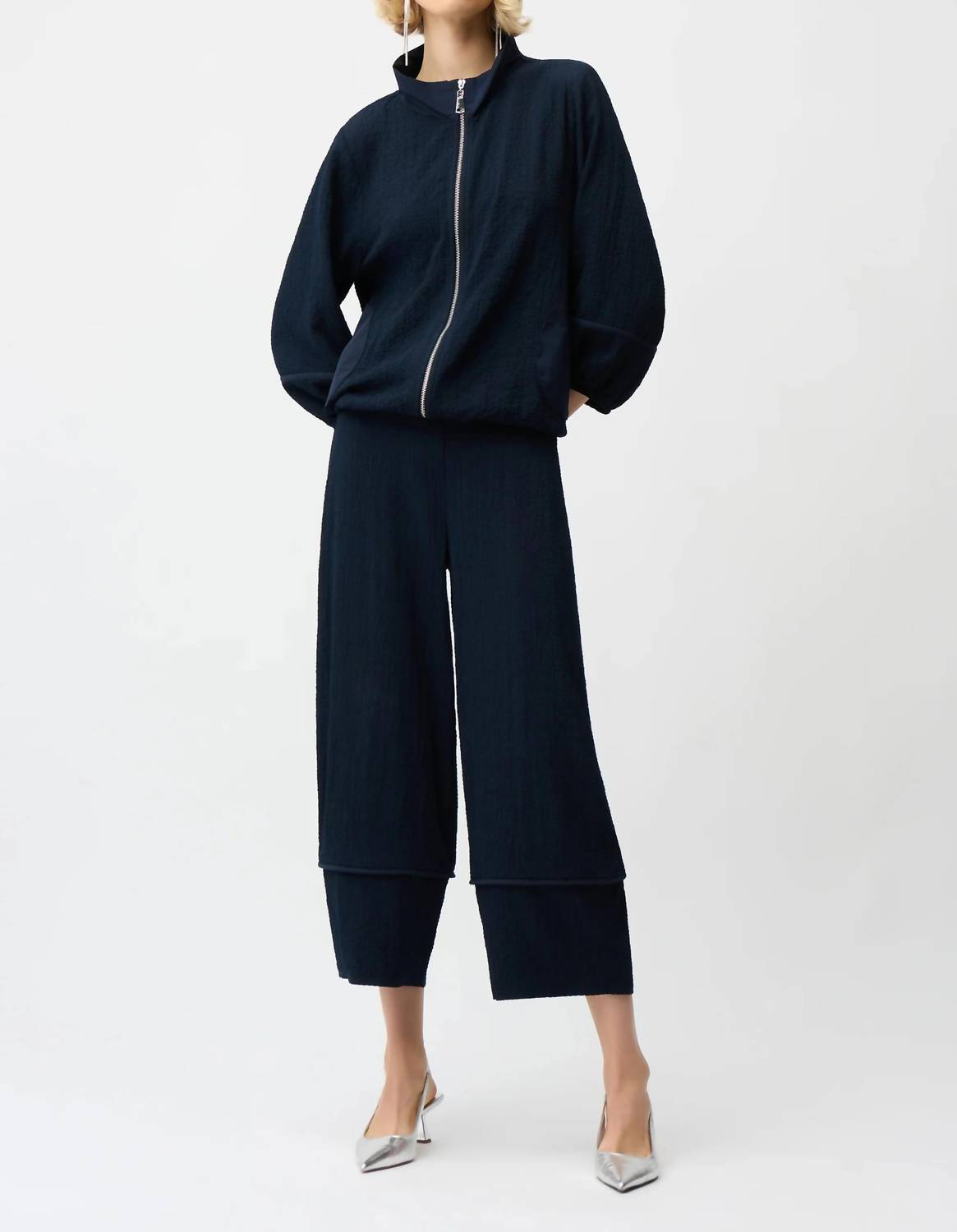 Joseph Ribkoff - Textured Zip-up Bomber Jacket