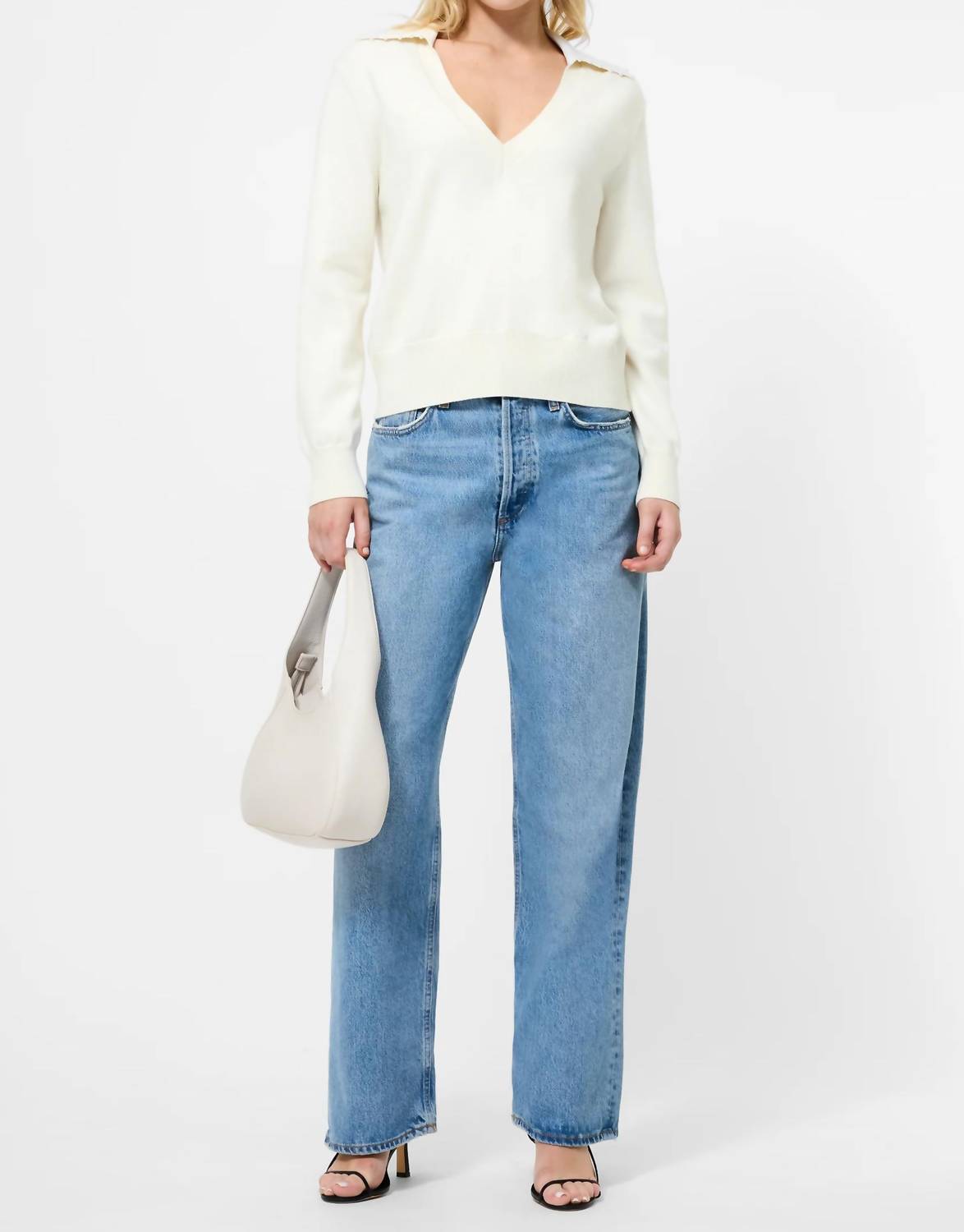 French Connection - Sloane Knit Pearl Collared Sweater