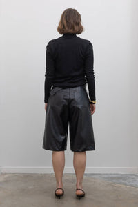 Collective Vegan Leather Belted Bermuda Shorts in black - women's shorts - view 6
