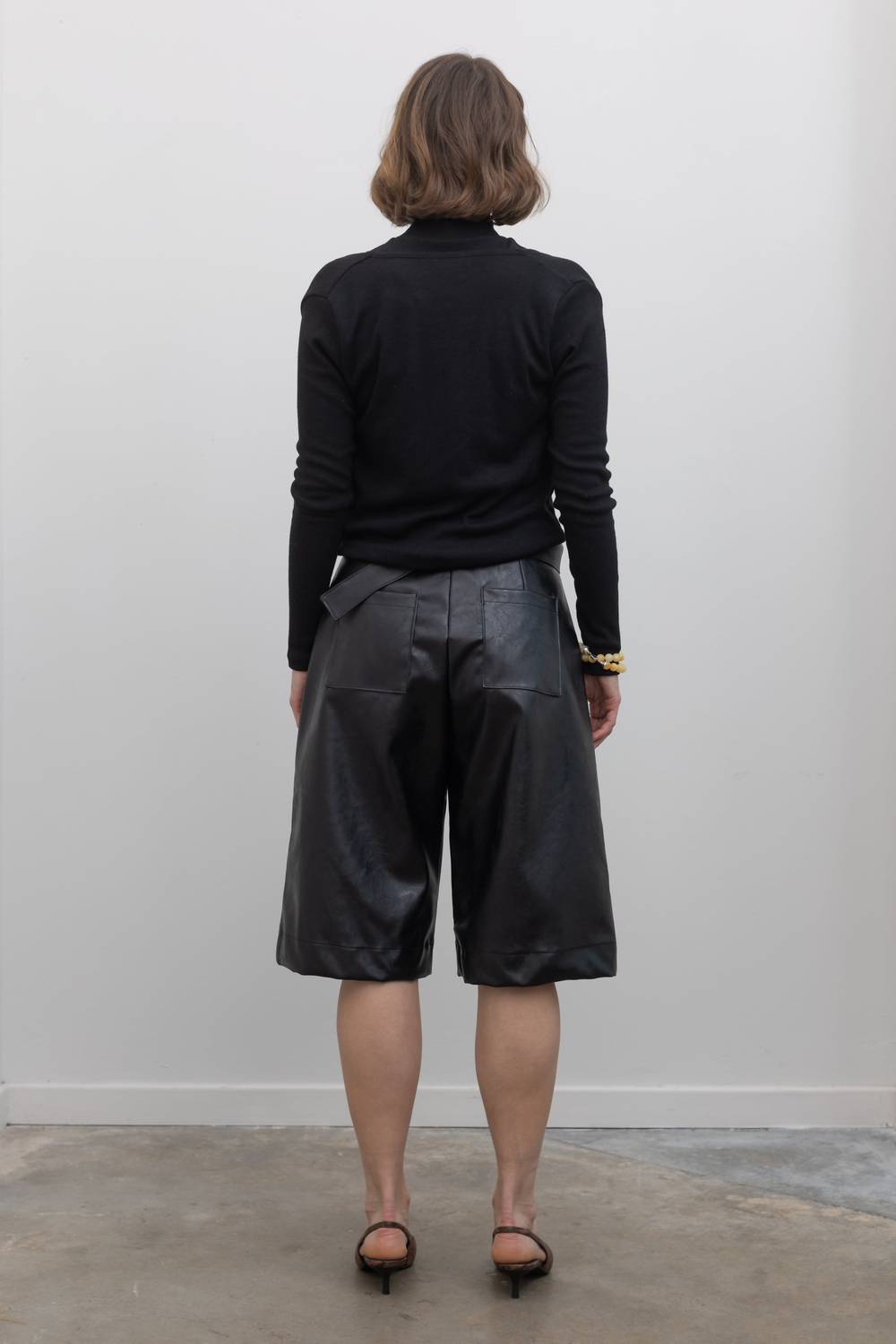 Collective Vegan Leather Belted Bermuda Shorts in black - women's shorts - view 6