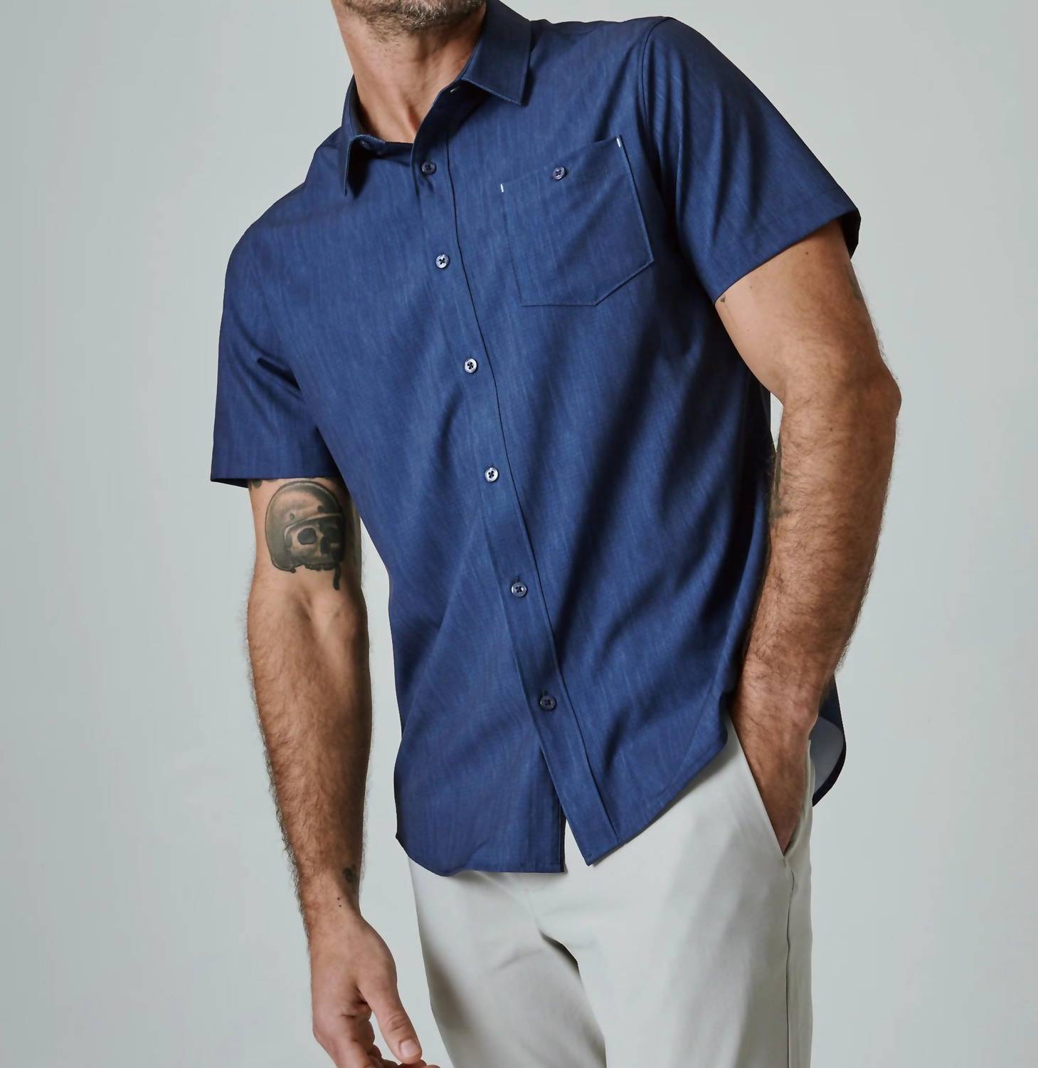 7Diamonds Pisco Short Sleeve Shirt in navy - men's shirt - alternate view