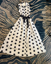 Jade By Jane - Polka Dot Button Down Belted Sleeveless Shirt Dress