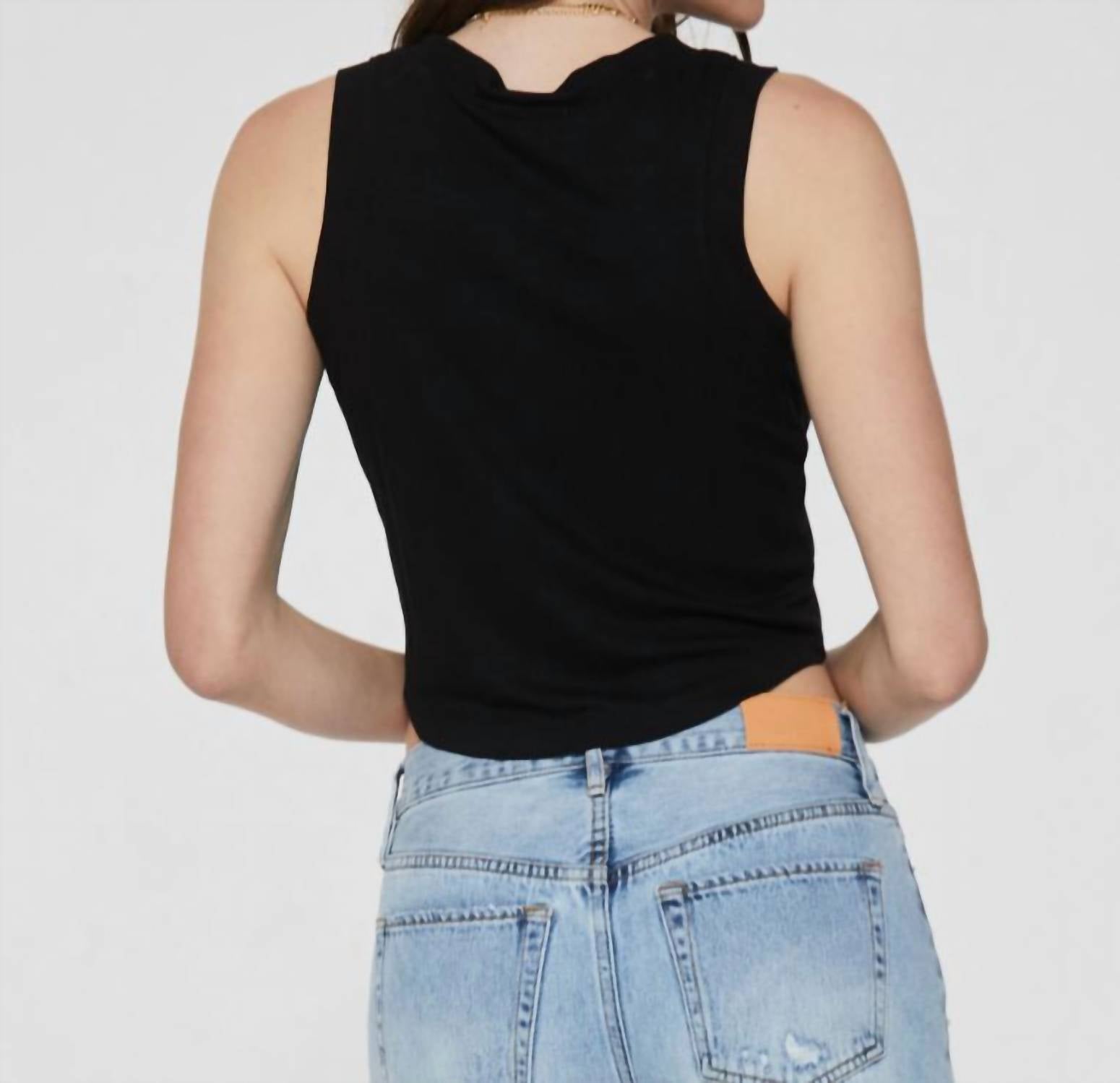 Another Love Baby Cleo Tank Top in black - women's tank top - detail view