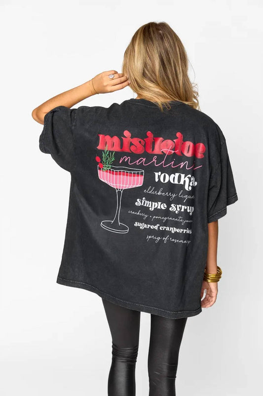 Buddylove - Travis Mistletoe Martini Oversized Graphic Tee