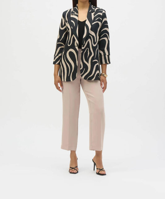 Joseph Ribkoff - Joseph Ribkoff Black/parchment Abstract Print Blazer Jacket 252152