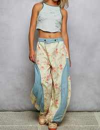 Pol - Contrast Panel On Side Waist Button Detail Pants