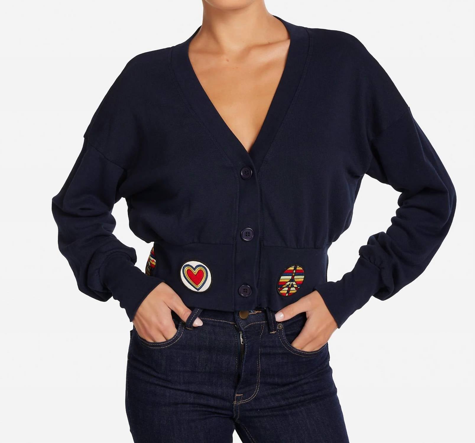 Lauren Moshi - Camas Hippie Peace Love Patches Cardigan