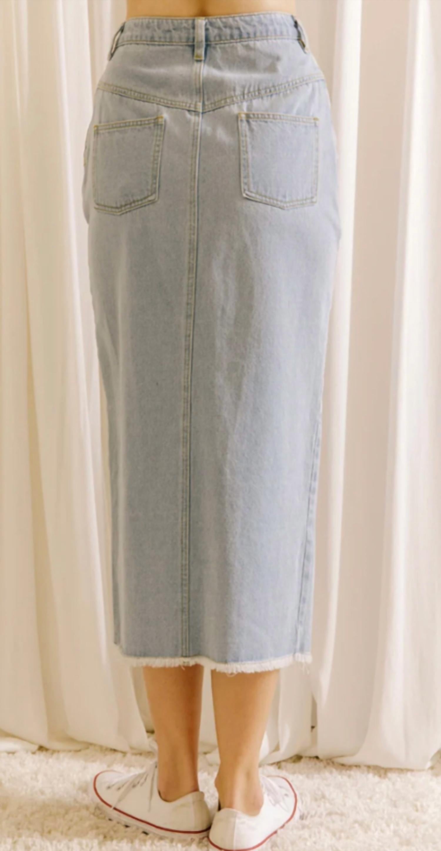 STORIA Pencil Midi Skirt in denim - women's skirt - alternate view