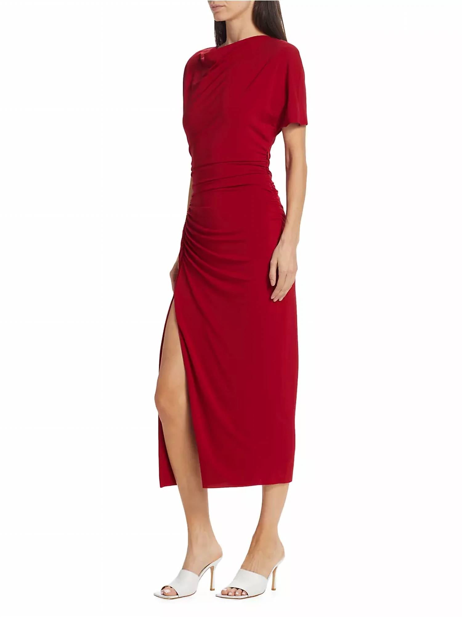 Shirred Jersey Dress with Slip