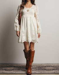 Forte The Ada Embroidered Lace Mini Dress in cream - women's dress - view 6