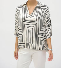 Joseph Ribkoff - Satin Geometric Print Boxy Top
