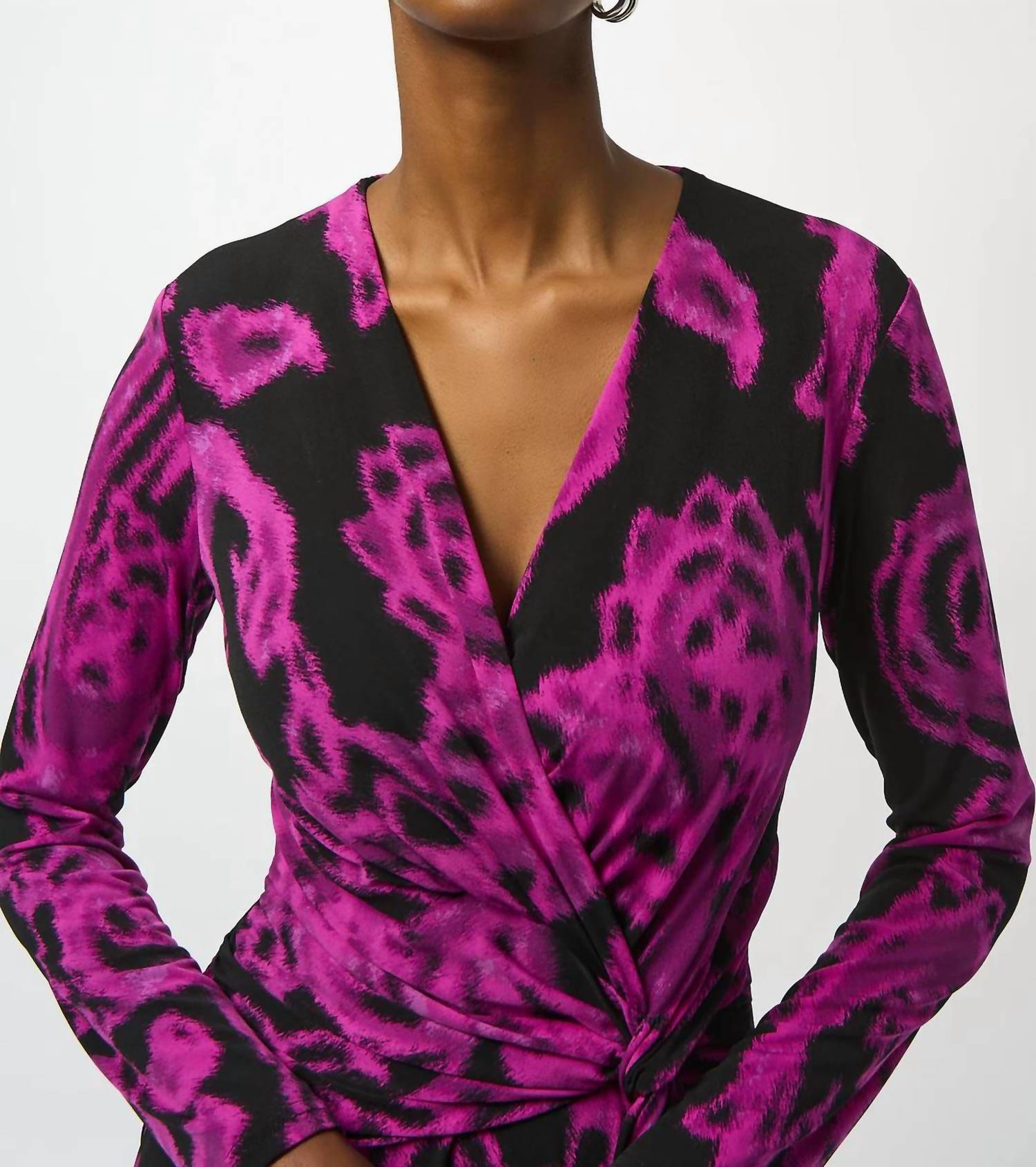 Joseph Ribkoff - Paisley Print Faux Wrap Sheath Dress