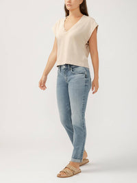Silver Jeans Co Boyfriend Mid Rise Jean in indigo - women's jeans - detail view