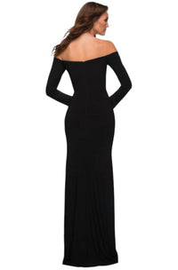 La Femme - Long Sleeve Off Shoulder Maxi Dress