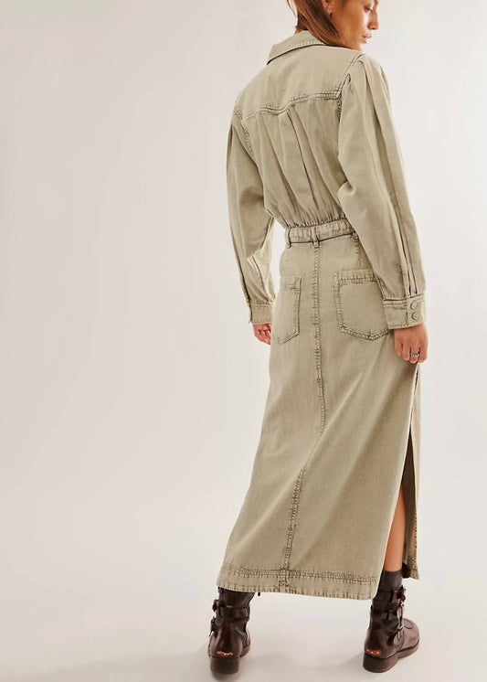 Free People - Mad Love Denim V-neck Midi Dress