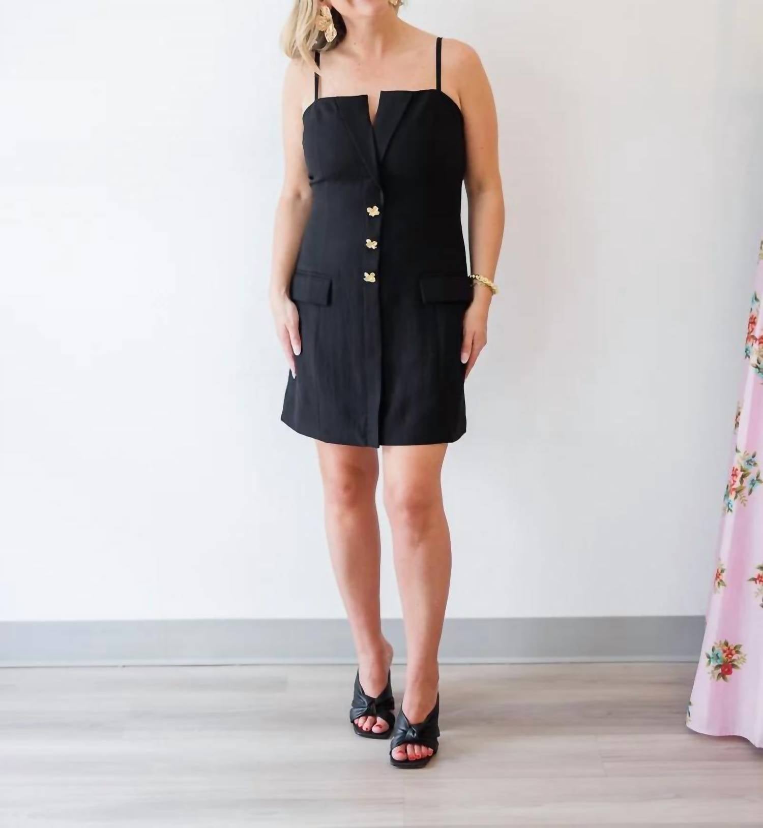 Strut & Bolt - Women's Lapel Mini Dress With Tailored Buttons