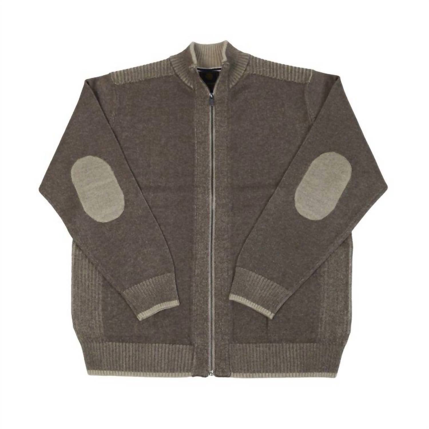 F/X Fusion Men's Plaited Full Zip Top in taupe - men's sweater