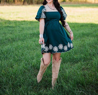 SHE + SKY Ash Puff Sleeve Mini Dress in green - women's dress