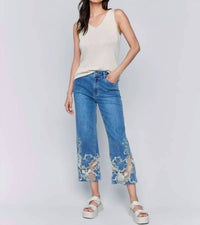Charlie B - Flare Leg Lace Bottom Crop Jean