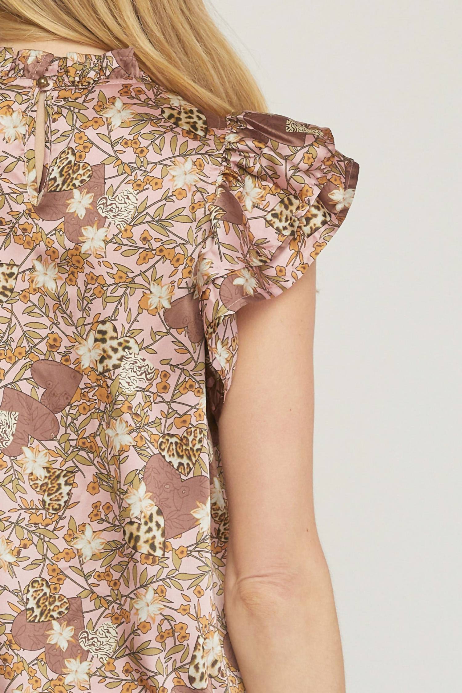 Entro - Floral & Leopard Ruffle Top