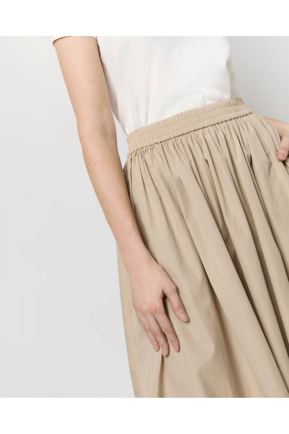Ann Mashburn Miranda Midi Skirt in stone poplin 1 - women's skirt - view 7