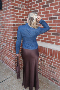 Olivaceous - Camille Denim Cutout Top