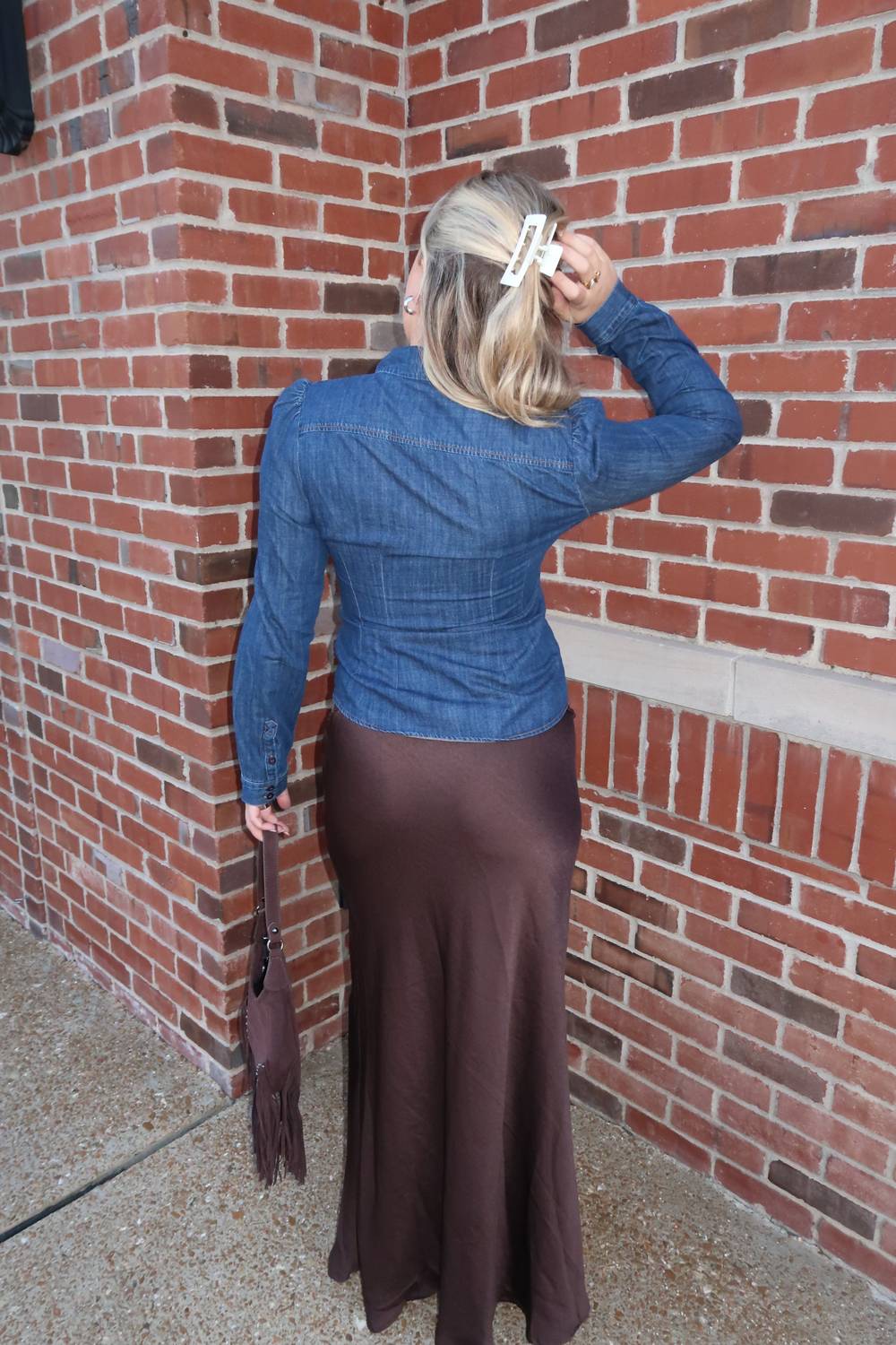 Olivaceous - Camille Denim Cutout Top