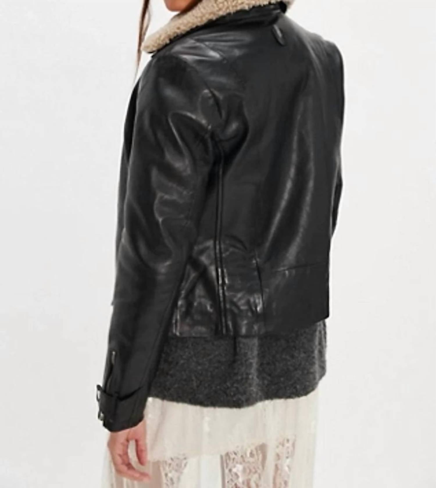 MAURITIUS Tammy Leather Jacket in black - women's jacket - alternate view