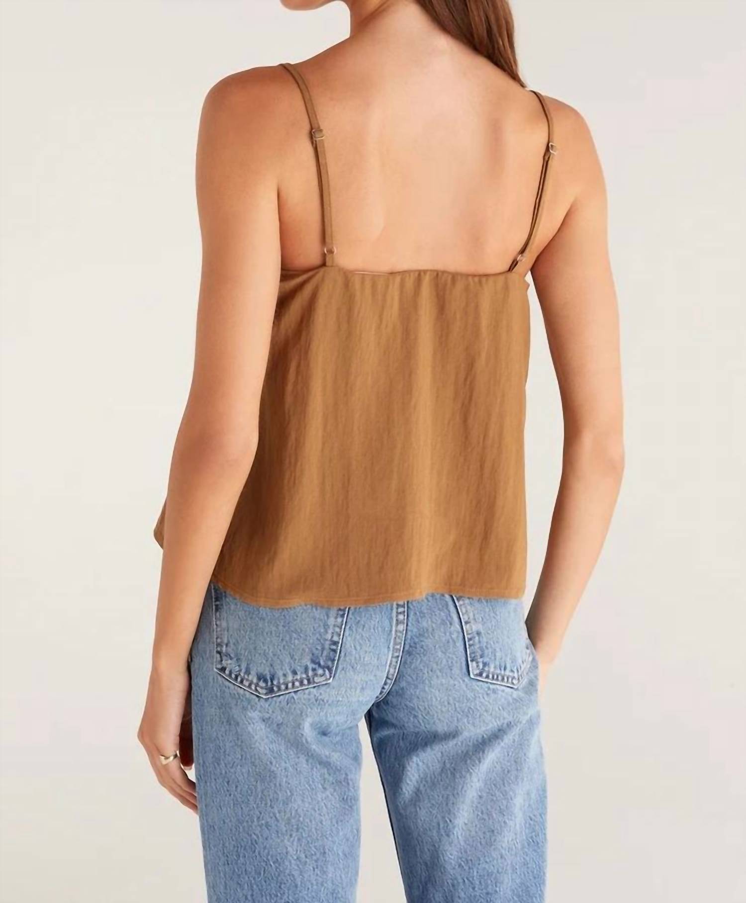 Z Supply Women's Annie Tank Top in otter - women's tank top - detail view