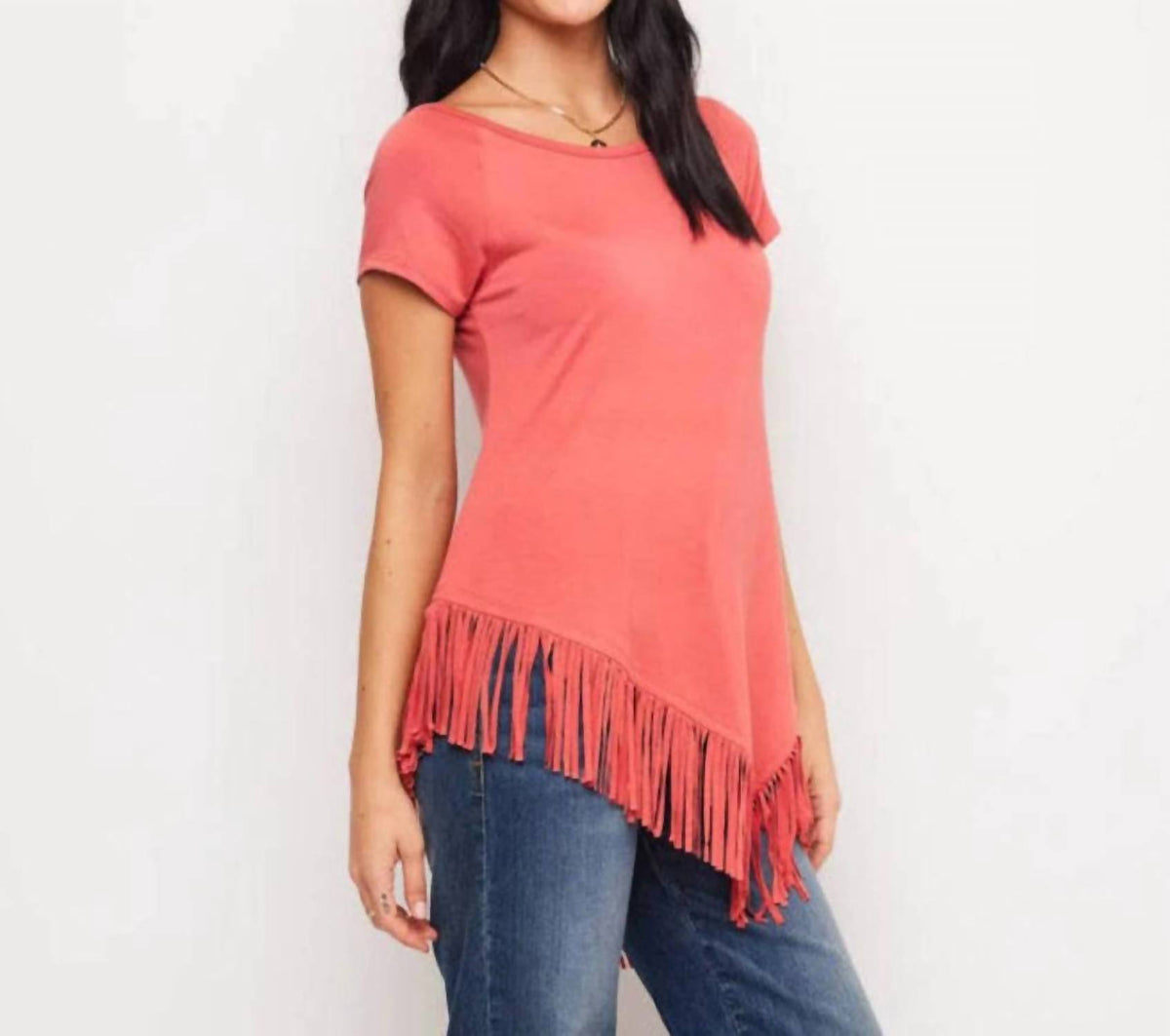Karen Kane - Angled Fringe Top