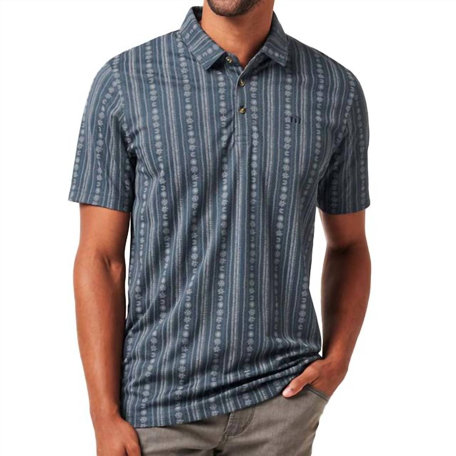 TravisMathew Local Treasure Polo in mood indigo vintage indigo - men's shirt