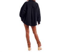 mudpie KIRBY SWING SHACKET in black - women's jacket - detail view