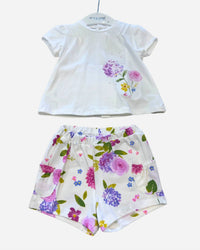 Mayoral - Girl's Top With Floral Shorts Set
