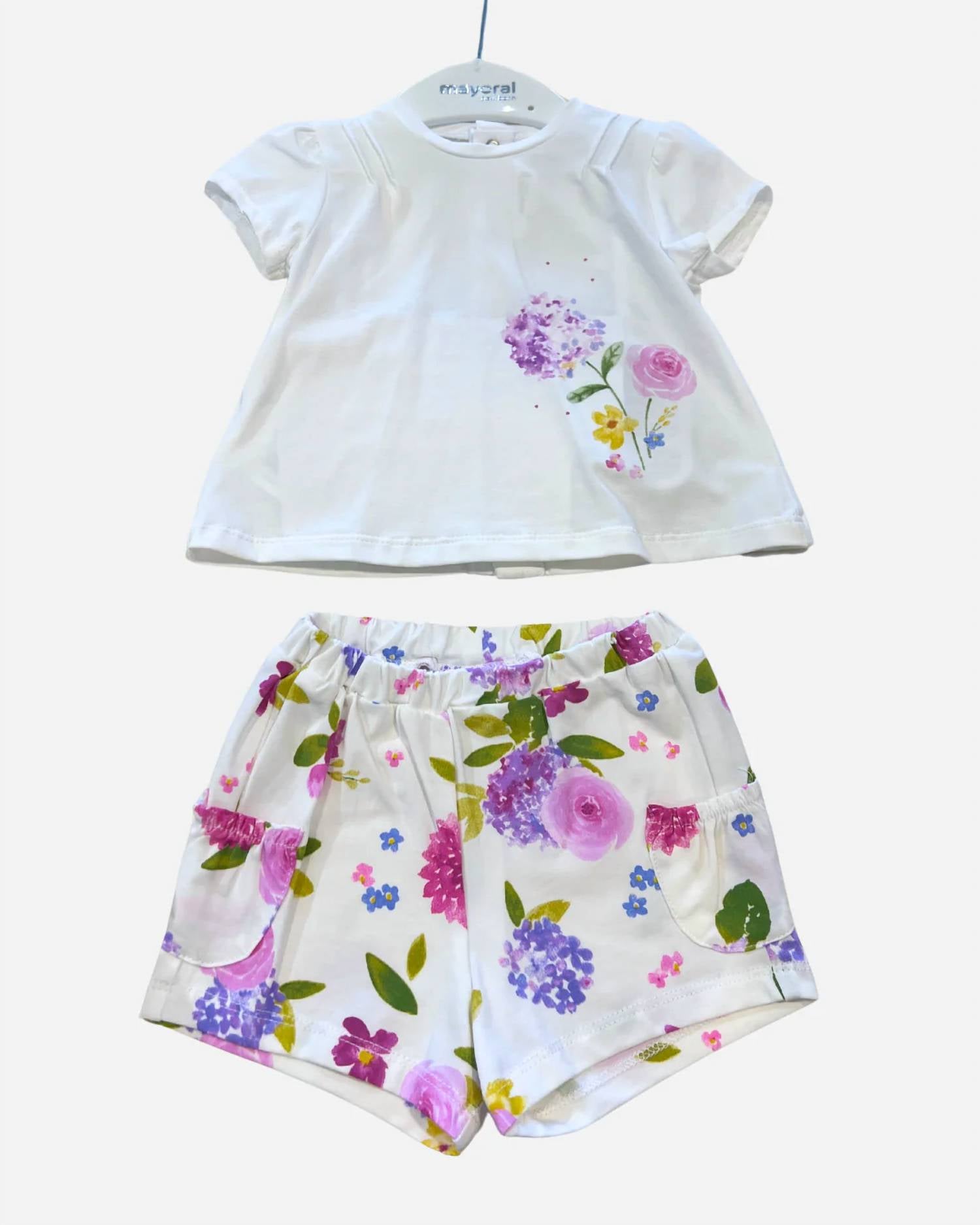 Mayoral - Girl's Top With Floral Shorts Set