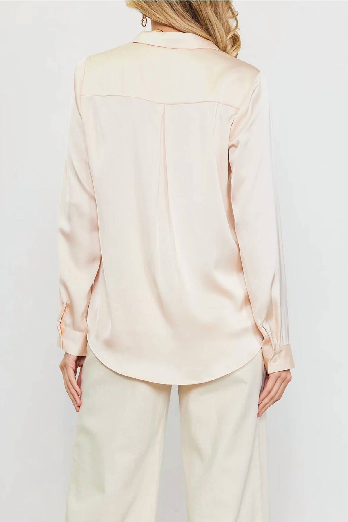Skies Are Blue - Satin Button Down Shirt
