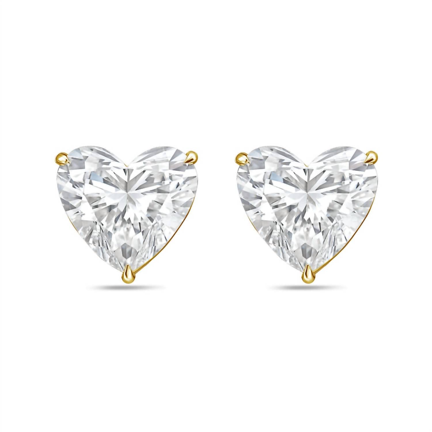 Diana M Jewels - Women's Heart Lab-grown Diamond Stud Earrings (8.00 Tcw) - Elegant Plus