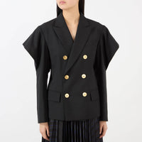 Sacai - Double breasted cutout sleeve jacket