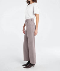 Favorite Daughter The Mischa Super High Rise Wide Leg Ankle Jeans in soft taupe - women's jeans - detail view