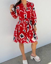 SOLEIL DE MER Martin Mini Dress in ikat red - women's dress