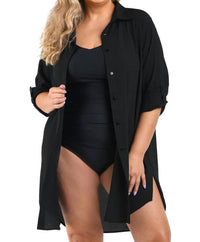 Maxine Of Hollywood - Woven Covers Button Down Tunic - Plus