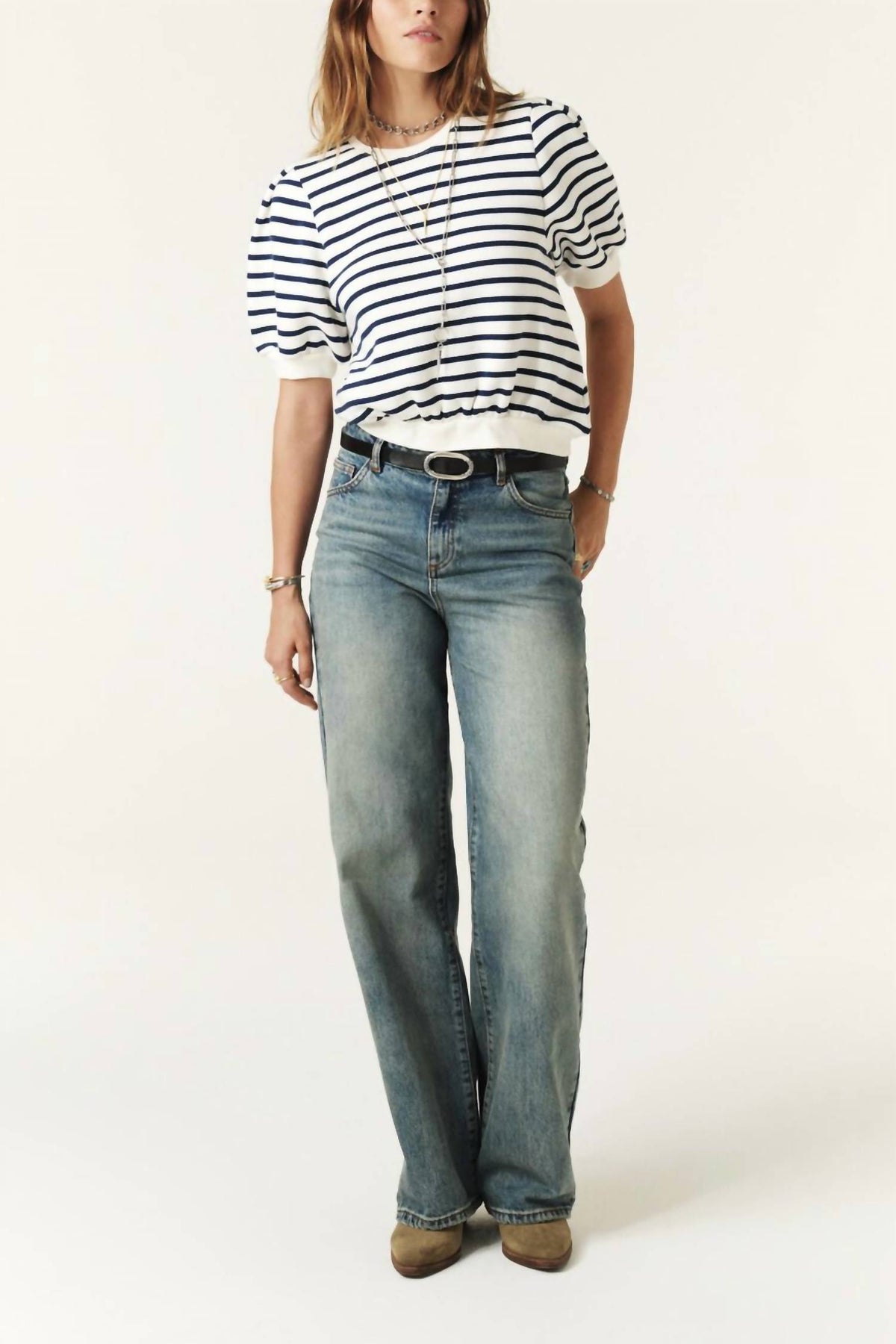 Ba&Sh - Tamar Striped Cropped Sweatshirt