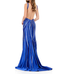Ashleylauren - Beaded V Neck Evening Gown