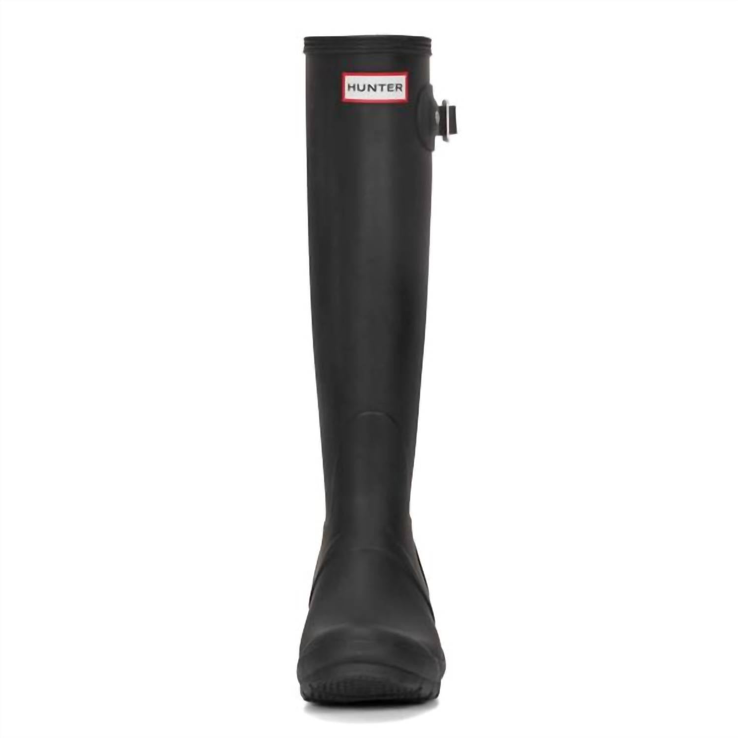 HUNTER Women's Original Waterproof Round Toe Buckle Tall Boots in black - women's shoe - alternate view