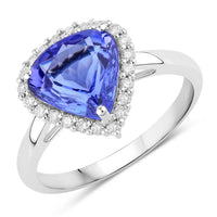 Diana M Jewels Women's Heart Natural Tanzanite Fashion Ring (2.60 Ct) - Signature in 14k white gold - women's jewelry