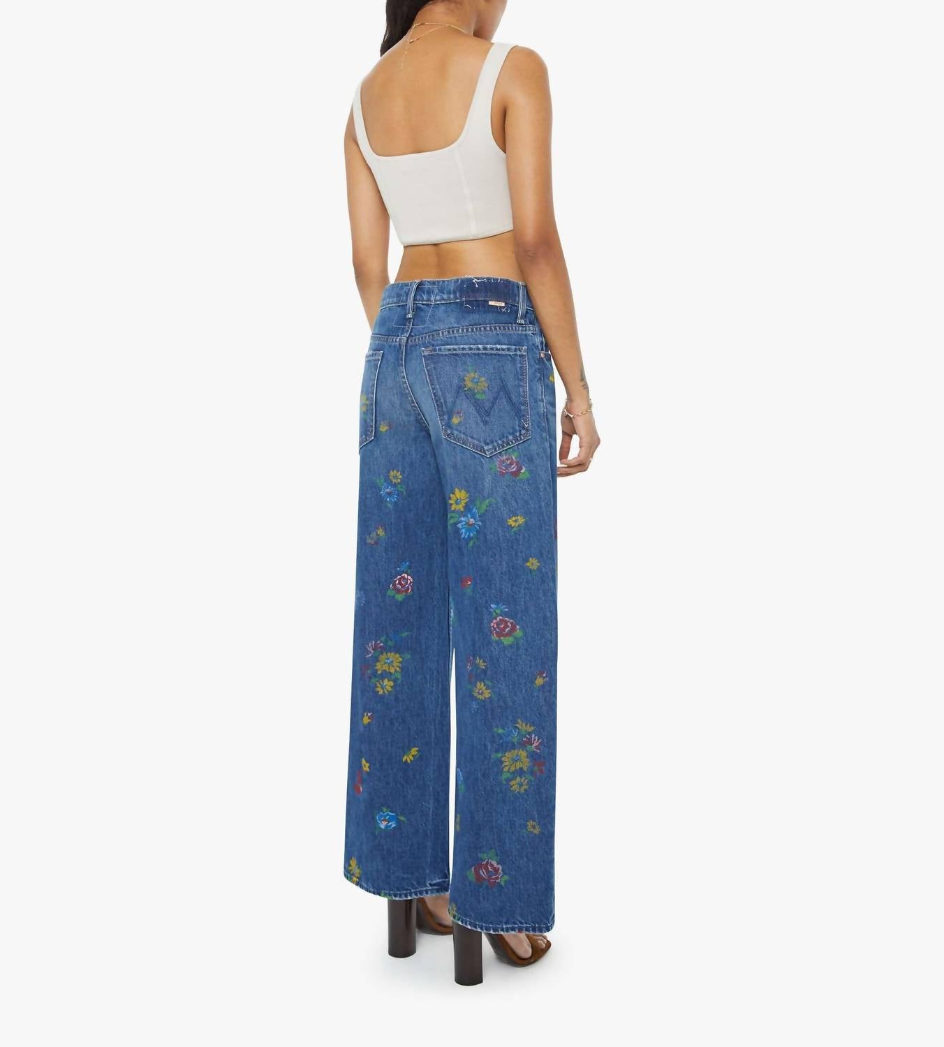 Mother Lil Rerun Zip Sneak Jeans in field of flowers - women's jeans - view 4