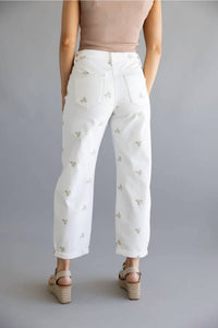 Risen - Heirloom Embroidered Barrel Denim Jeans