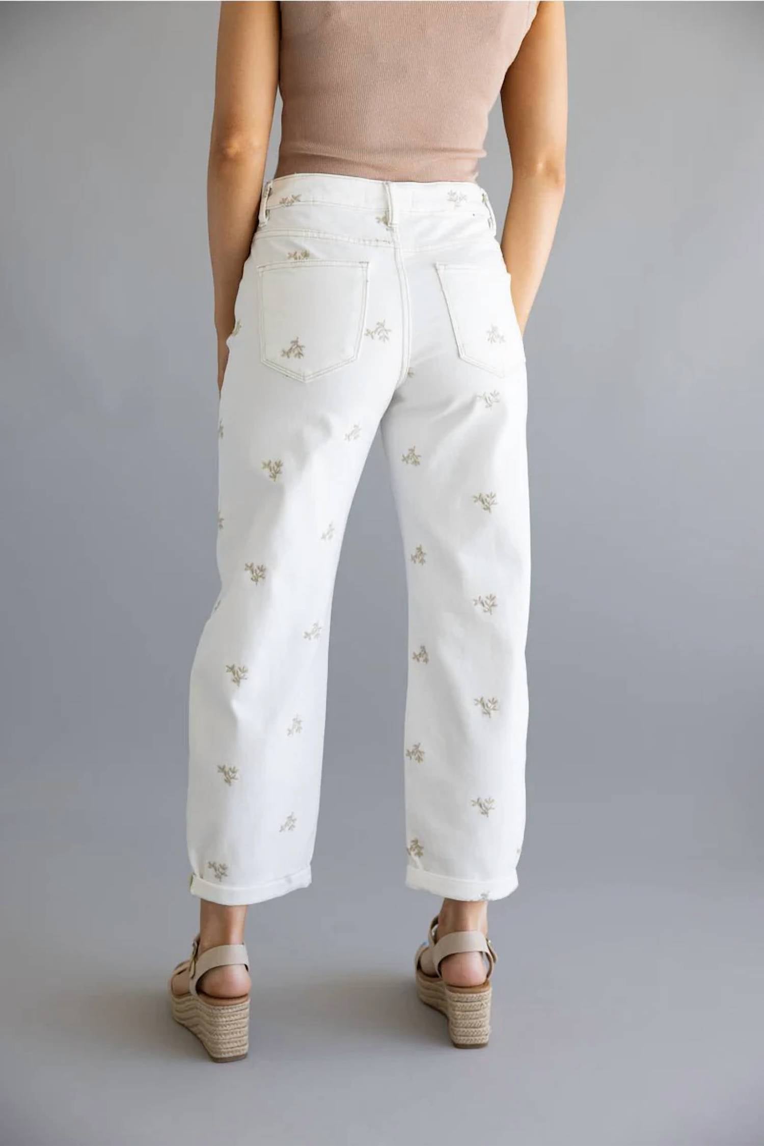 Risen - Heirloom Embroidered Barrel Denim Jeans