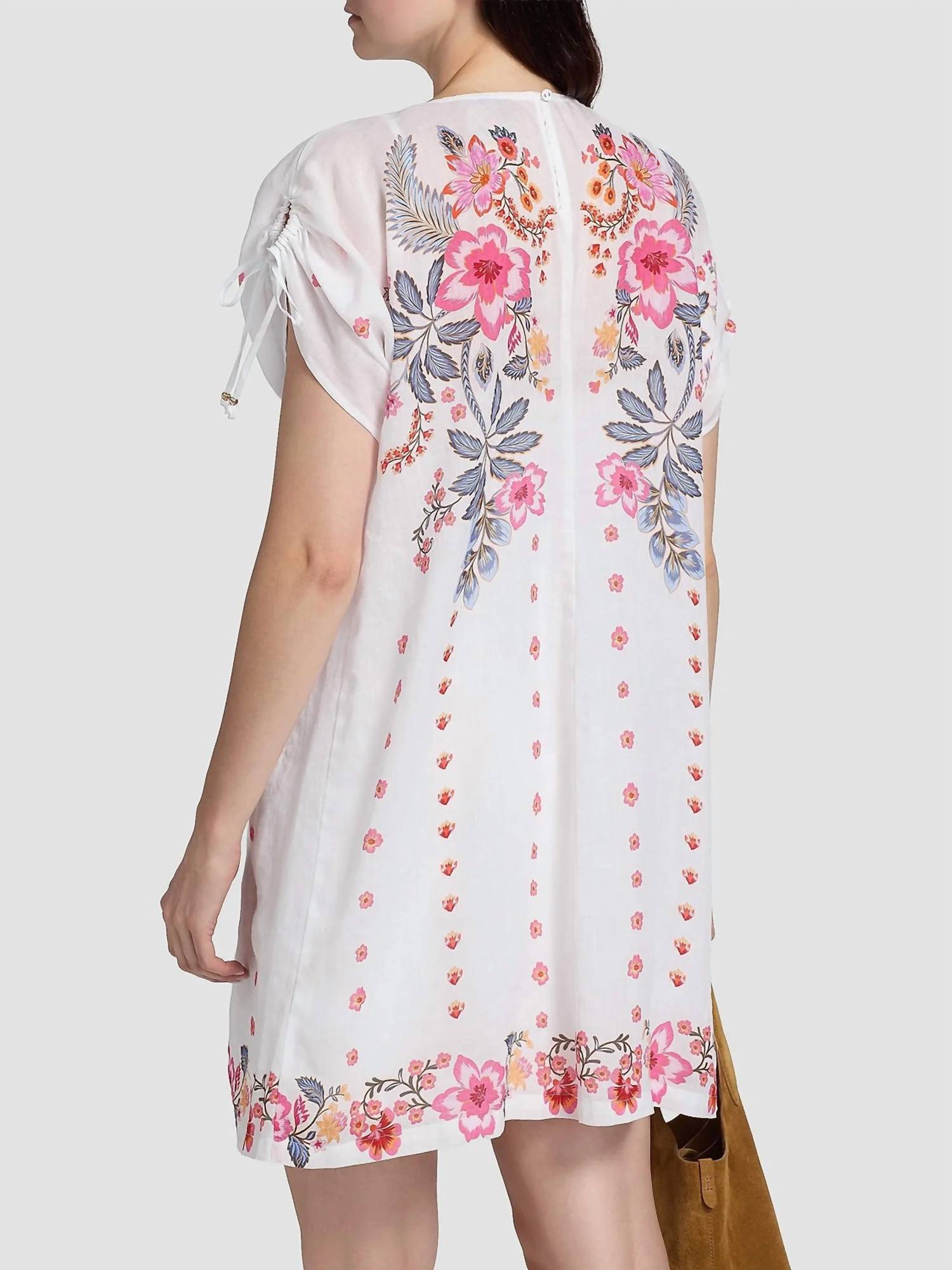 Johnny Was - FLORAL SLIP RUCHED SLEEVE DRESS